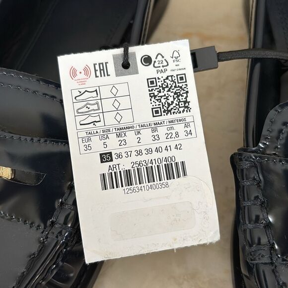 NWT Zara Classic Penny Loafers Blue Patent Faux Leather - Picture 8 of 10